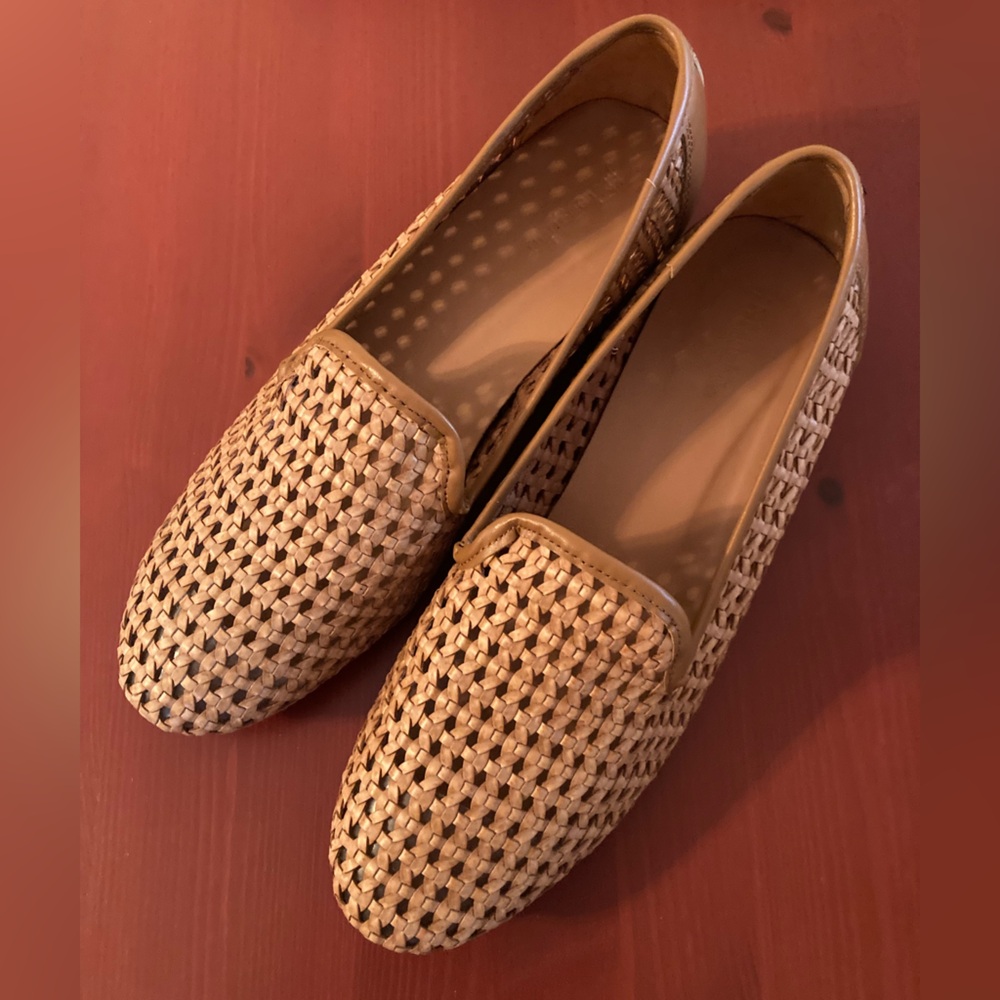 Woven Slip-On Loafers in Light Tan